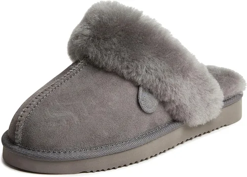 Vista 55 de Dearfoams Fireside Sydney Pantuflas anchas de piel de oveja para mujer, para interiores y exteriores