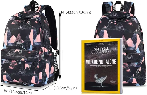Vista 5 de YANAIER Elegante mochila para laptop, mochila de viaje, triángulo negro