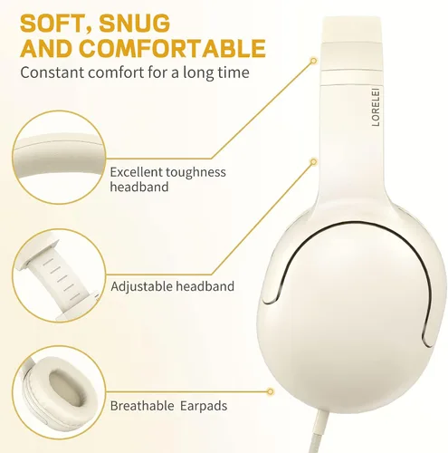Vista 2 de LORELEI E5 Auriculares con Cable para Niños Plegables y Conector de 3.5mm Cable de Nylon Sin Enredos Auriculares Estéreo Sobre la Oreja
