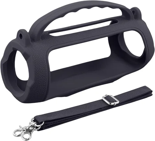 Vista 2 de Funda de silicona compatible con JBL Charge 5 Altavoz Bluetooth portátil impermeable (Cubierta de silicona negra)