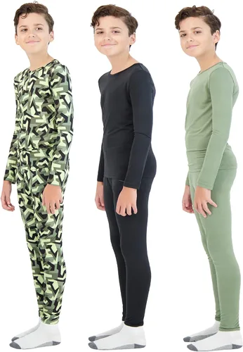 Vista 2 de Conjunto de ropa interior térmica para niños y niños pequeños, 6 piezas de manga larga con capa base larga Johns