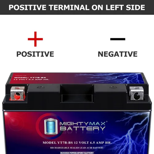 Vista 3 de Mighty Max Battery YT7B-BS 12V 6.5AH - Batería de repuesto para Suzuki DR-Z 400 SM WVB8 05-09