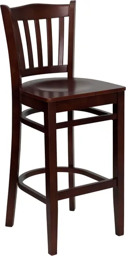 Vista 9 de Flash Furniture HERCULES Series - Taburete vertical para restaurante de madera de nogal, asiento de vinilo negro Asiento de vinilo negro/marco