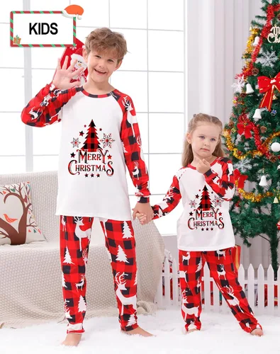 Vista 5 de Pijamas de Navidad para la familia, conjunto de pijamas de Navidad familiares 2023, divertidos pijamas familiares de Navidad para mujeres, hombres