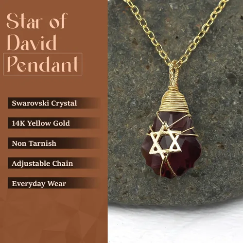 Vista 52 de Collar de estrella de David para mujeres y hombres, collar de estrella judía relleno de oro de 14 quilates, collar de Israel