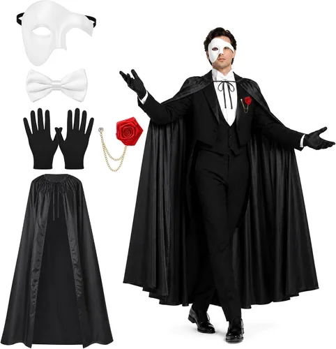 Vista 8 de 5 Pcs Half Face Opera Costume Accessories, Halloween Opera Outfits Set