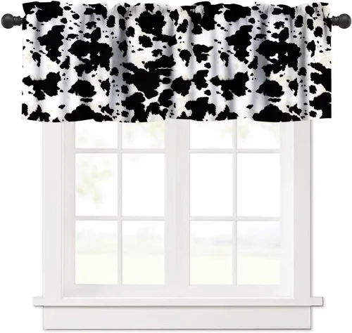 Vista 27 de Cenefa de ventana de gallo de Western Farm, pollo, girasol, retro, con estampado de cuadrícula de búfalo amarillo, bolsillo para barra, tratamientos