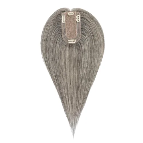 Vista 16 de Hairro Toppers de cabello humano 100% real para mujeres sin flequillo, postizos de cabello real con clip, base de seda transpirable para cubrir
