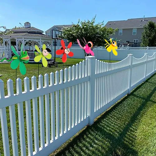 Vista 6 de Paquete de 5 molinillos de viento de insectos 3D para patio y jardín, molinetes coloridos con resorte, abeja, libélula, rana, mariquita Whirligigs