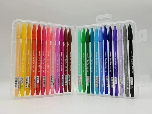 Vista 2 de MONAMI Plus Pen 3000 bolígrafos de punta de fieltro, punta fina (0.016 in), para colorear, dibujar/diario, colores surtidos, paquete de 24