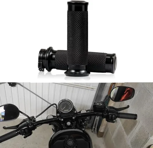 Vista 5 de 1 par de empuñaduras negras para manillar de motocicleta de 1 pulgada para Harley-Davidson Night Train EFI FXSTBI 2001-2006