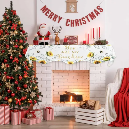 Vista 5 de Funda para bufanda de chimenea de eucalipto, girasol, mantel superior, bufanda para Navidad, Halloween, Acción de Gracias, otoño, decoración
