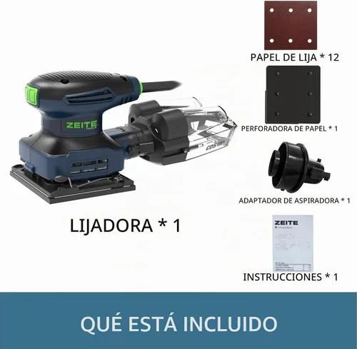 Vista 3 de Zeite - Lijadora de 1/4 de hoja de 2.4 amperios con 12 piezas de papel de lija, lijadora eléctrica de palma para carpintería, cable de 10 pies