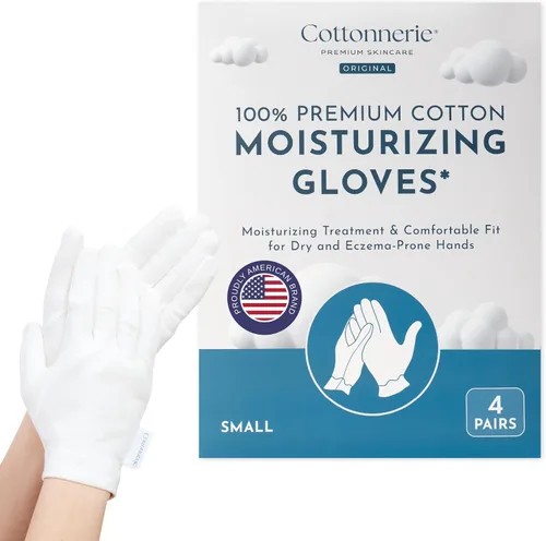 Vista 14 de 4 Pairs Cottonnerie Original Cotton Gloves for Dry Hands Sleeping, Moisturizing Gloves Overnight, Hand Moisturizer Gloves, Moisture Gloves for Dry