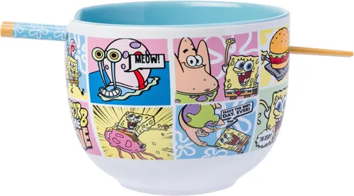 Vista 27 de Silver Buffalo Strawberry Shortcake - Tazón de cerámica vintage para ramen con palillos, apto para microondas, 20 onzas