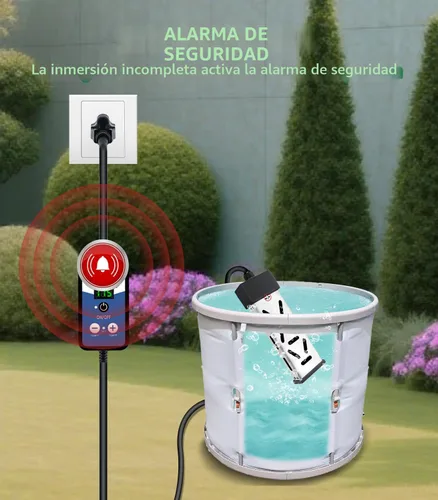 Vista 3 de Calentador de agua de inmersión portátil de 1800 W 120 V, calentador eléctrico para cubos, bañeras y mini piscinas, diseño sumergible