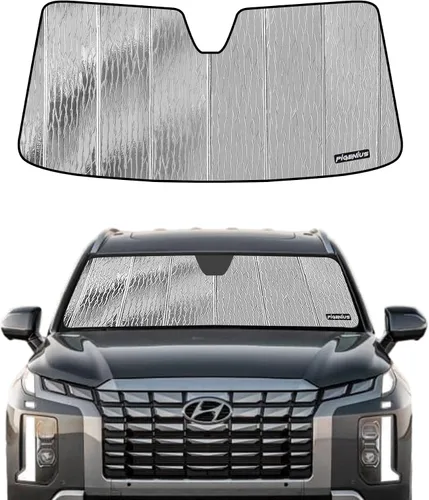 Vista 7 de Pigenius Parasol para parabrisas para Hyundai Palisade 2020-2026, acabado plateado metálico
