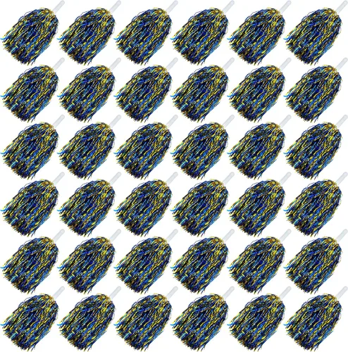 Vista 7 de HAVAGDTM 36PCS Cheerleading Pom Poms Metallic Foil Plastic Pom Poms with Baton Handle for Game Sports Squads Dancing Party Football Basketball Club