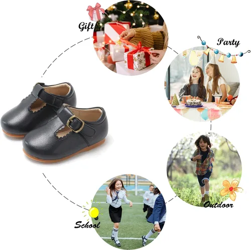 Vista 5 de Felix & Flora Zapatos de vestir planos Oxfords para niña pequeña, zapatos de princesa Mary Jane para fiesta escolar, zapatos de fiesta