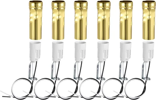 Vista 10 de uxcell Juego de 6 fundas para portalámparas E14 con alambre de 3 pulgadas de alto, color negro