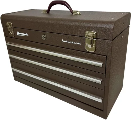 Vista 4 de Homak Industrial - Caja de herramientas de fricción de 20 pulgadas con 2 cajones, revestimiento en polvo marrón Winkle, BW00202200