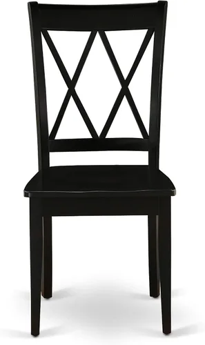 Vista 7 de East West Furniture LGCL7-BLK-W - Juego de mesa de comedor de 7 piezas que consta de una mesa de comedor rectangular con hojas de mariposa y 6 Negro