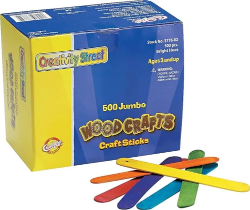 Vista 2 de Chenille Kraft - Paletas de madera para artesanías, tamaño extra grande – Pack de 500 unidades – varios colores.