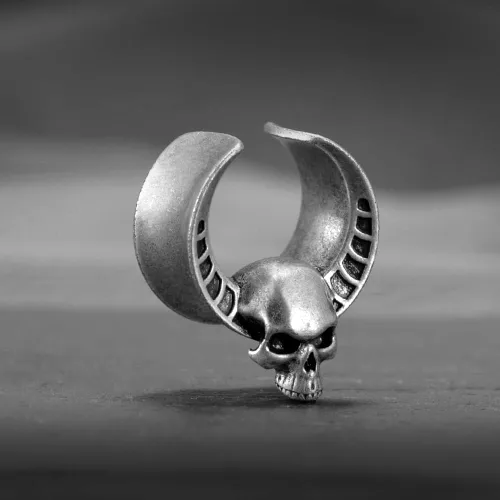 Vista 4 de ERKUOO 2 piezas de apertura de túneles de oreja, cuernos de calavera, calibre de oreja, piercing expansor, estirables, joyería de moda, piercing