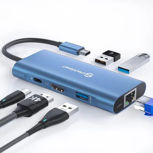Vista 15 de UtechSmart USB C Hub,Ethernet Multiport 6 in 1 USB C to HDMI Adapter Black Negro