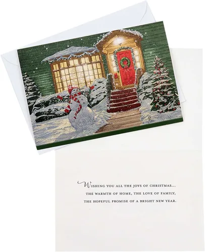 Vista 2 de Hallmark Tarjetas de Navidad en caja, puerta roja invernal (16 tarjetas de Navidad con sobres)