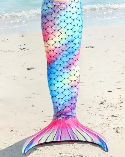 Vista 3 de DNFUN Colas de sirena para nadar para niñas, traje de baño de sirena con monoaleta
