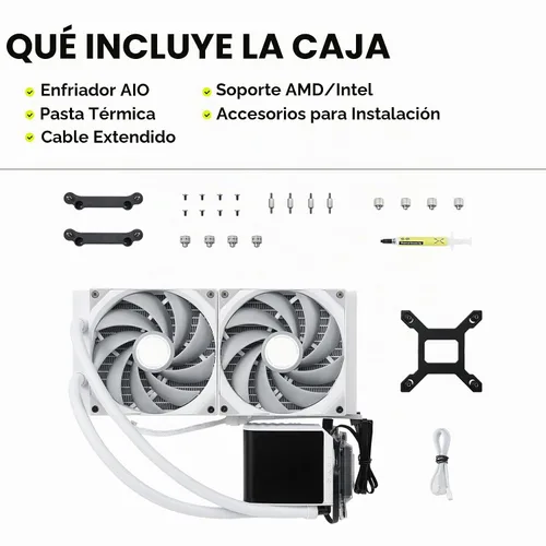 Vista 9 de TRYX Panorama 280 Blanco 280mm AIO Pantalla AMOLED L-Forma de 6.67'' Efecto 3D Anamorfo Display Personalizable Enfriador AIO 280mm Bomba Asetek 8ª
