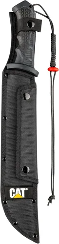 Vista 2 de Cat Machete recto con sierra, 19 pulgadas, funda de correa para el hombro, cuchillo de hoja de acero inoxidable con mango ergonómico de herramienta