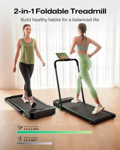 Vista 5 de UREVO Strol 2E Caminadora plegable inteligente 2 en 1, almohadilla compacta para caminar con mango de seguridad, Plug and Play, caminadora