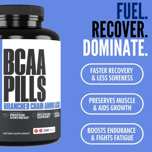 Vista 3 de Crazy Muscle Píldoras BCAA de 3000 mg (suministro de 2 meses) con la proporción óptima de 2:1:1 de aminoácidos de cadena ramificada