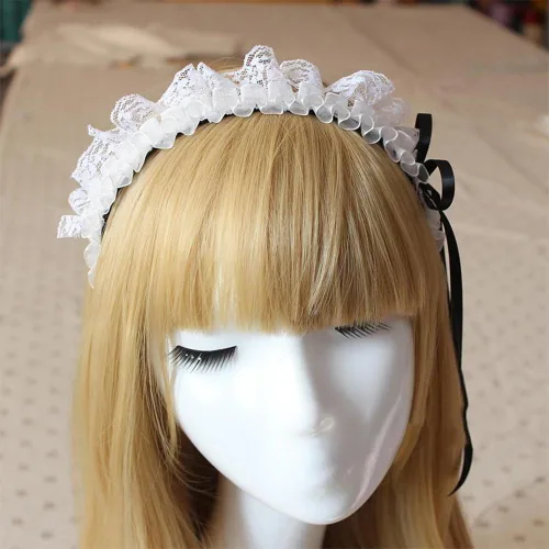 Vista 3 de YOMORIO Diadema para el pelo de mujer con diseño de sirvienta de anime accesorio para el pelo color blanco
