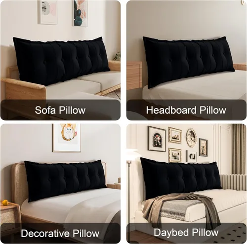 Vista 6 de WOWMAX Almohada rectangular para cabecero, almohada de respaldo para cama, almohada de descanso para sentarse en la cama, almohadas de apoyo