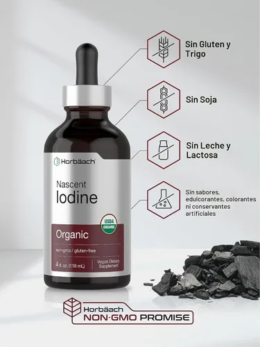 Vista 5 de Horbäach Yodo naciente 325mcg 4oz Suplemento líquido orgánico