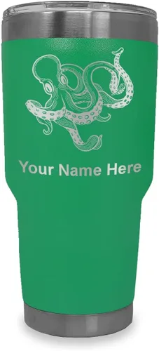 Vista 23 de LaserGram Vaso aislado al vacío de 20 onzas, Kraken, grabado personalizado incluido (negro)