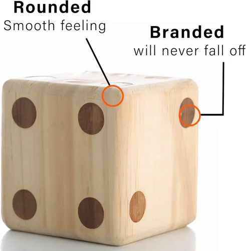 Vista 5 de Juego de dados gigantes de madera para patio, juegos de césped al aire libre para adultos y familia, madera de pino maciza de 3.5 pulgadas, juego