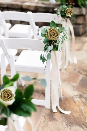 Vista 9 de 30 rosas doradas con purpurina, rosas artificiales de espuma dorada de 2.56 pulgadas con tallos para centros de mesa de despedida de soltera, ramo