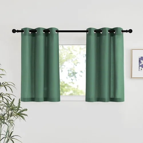 Vista 54 de NICETOWN - Cortinas de lino angora para ventana de cocina sobre el fregadero, con ojales, lino grueso angora, tratamientos cortos para ventanas