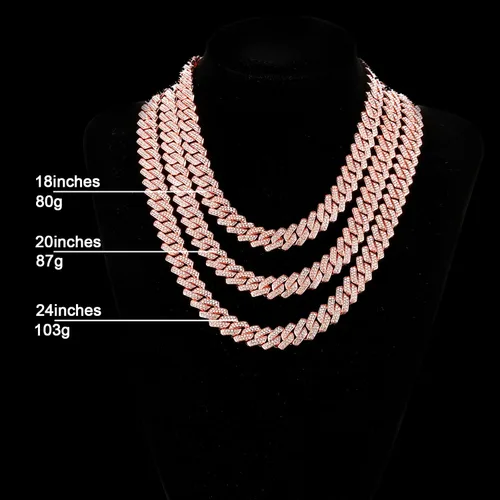 Vista 9 de Saintda Cadena de eslabones cubanos para hombres y mujeres, collar cubano de Miami, cadena de diamantes brillantes, joyería de hip hop con caja