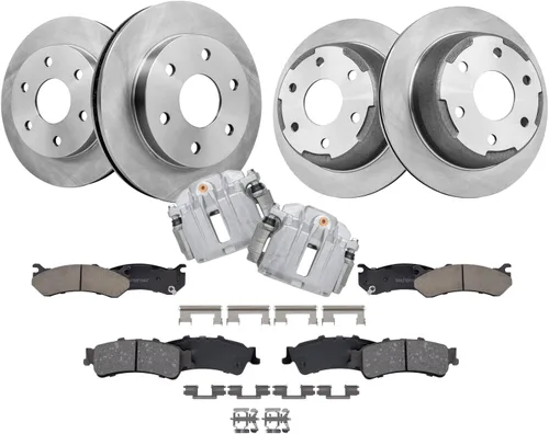 Vista 58 de Detroit Axle - Kit de frenos para Land Rover LR3 2005-2009, Rotores de freno deportivos Range Rover 2006-2009 y pastillas de freno de cerámica 2007