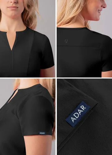 Vista 3 de Adar - Ropa quirúrgica Addition para mujer, blusa médica con cuello en V y muescas