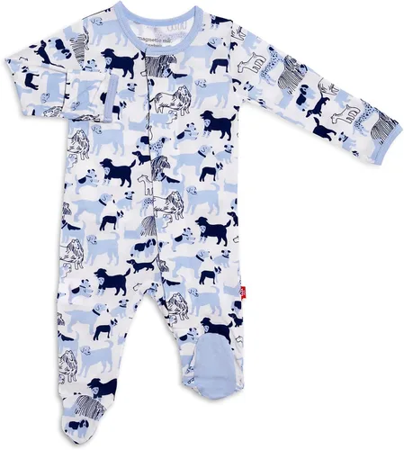 Vista 19 de Magnético Me Pijamas con piecitos de modal suave para bebé con cierre magnético rápido Pijama para niños y niñas, recién nacido a 24 meses
