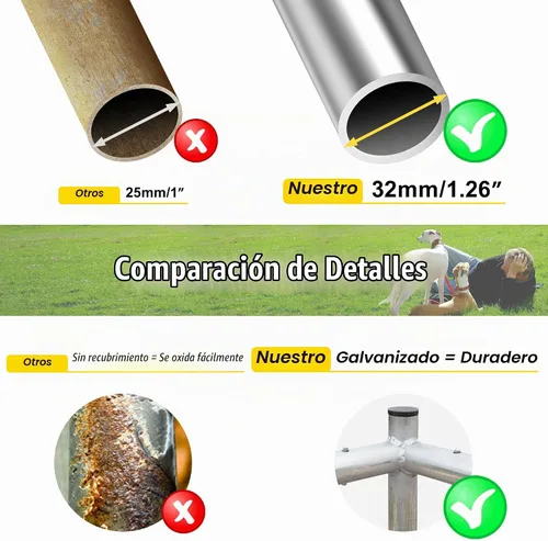 Vista 5 de Perrera para Perros al Aire Libre con Techo, Recinto Grande para Correr Perros, Corrales Exteriores de Servicio Pesado Casa Parque