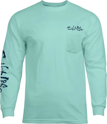 Vista 2 de Salt Life Camiseta de manga larga con cuello redondo Blue Brew Crab para hombre