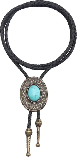 Vista 93 de Jeilwiy Corbata de bolo para hombre, corbata de vaquero occidental, collar de corbata de bolo dorado, corbata de cuero, corbata de Halloween