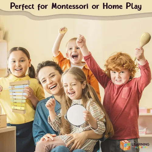 Vista 7 de Juego de instrumentos musicales para niños pequeños, juguetes Montessori de madera para bebés, juguetes musicales sensoriales para niños pequeños